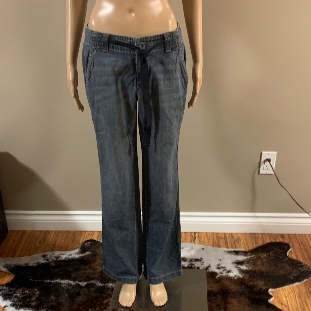 EDDIE BAUER Women's Blue Jeans Relaxed Loose Fit Wide Leg Size 4
